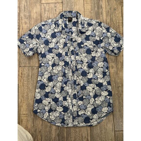 Disney Little Mermaid Sebastian Flounder Hawaiian Button-Up Shirt Size XS - Picture 1 of 5
